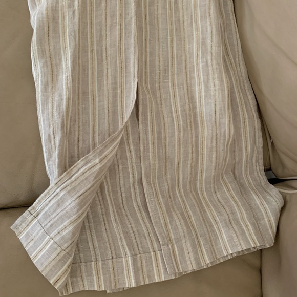 MAGASCHONI Striped Linen Wide Leg Palazzo Pants Paperbag Flowy Boho Pant - Picture 4 of 13